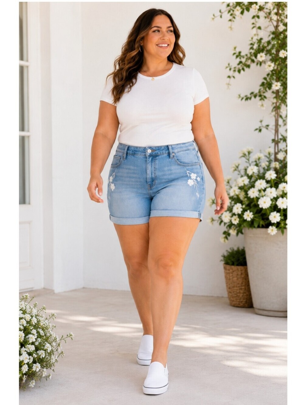 Levi’s Plus Size 22W Floral Embroidered Mid Rise Denim Shorts NWOT